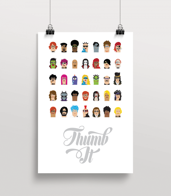 A poster illustrates the "thumbatars" users can choose for the game. 